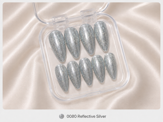 Press On Nails - "Réflective Silver"