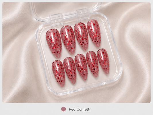 Press On Nails - "Red Confetti"
