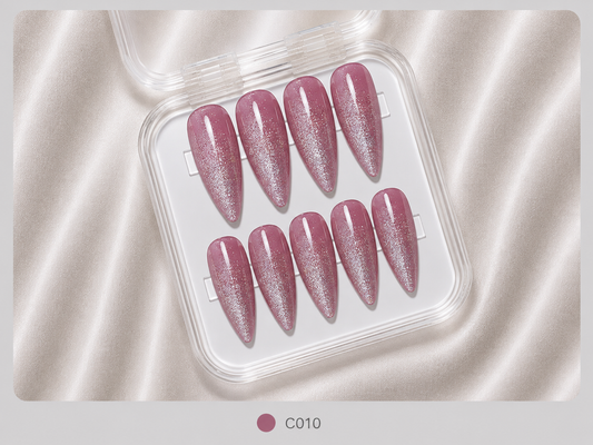 Press On Nails - "Dark Pink Glitter"